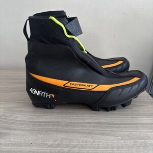 45Nrth Fasterkatt Winter Cycling Shoes EU Sz 47 Black/orange Us Size 13